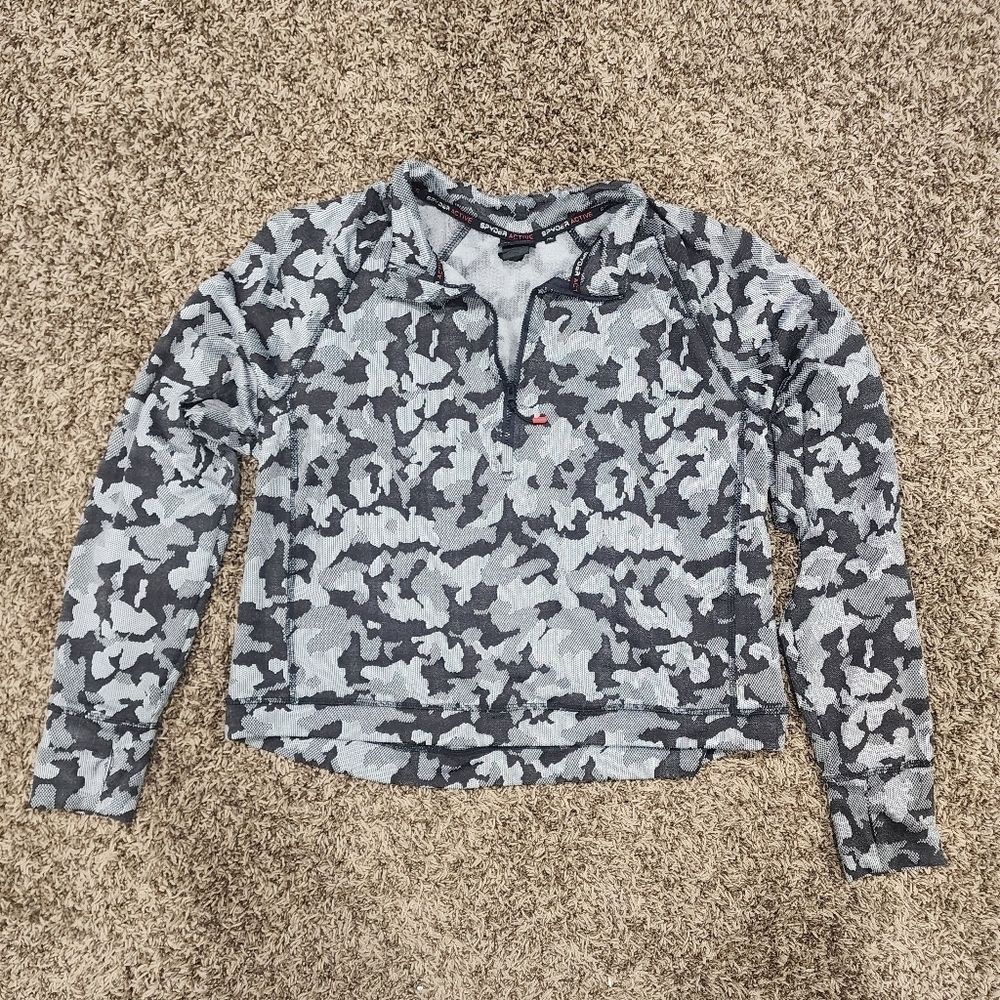 Spyder Women's Half Zip Mock Neck Top Pullover Camo Black And Gray Size XL